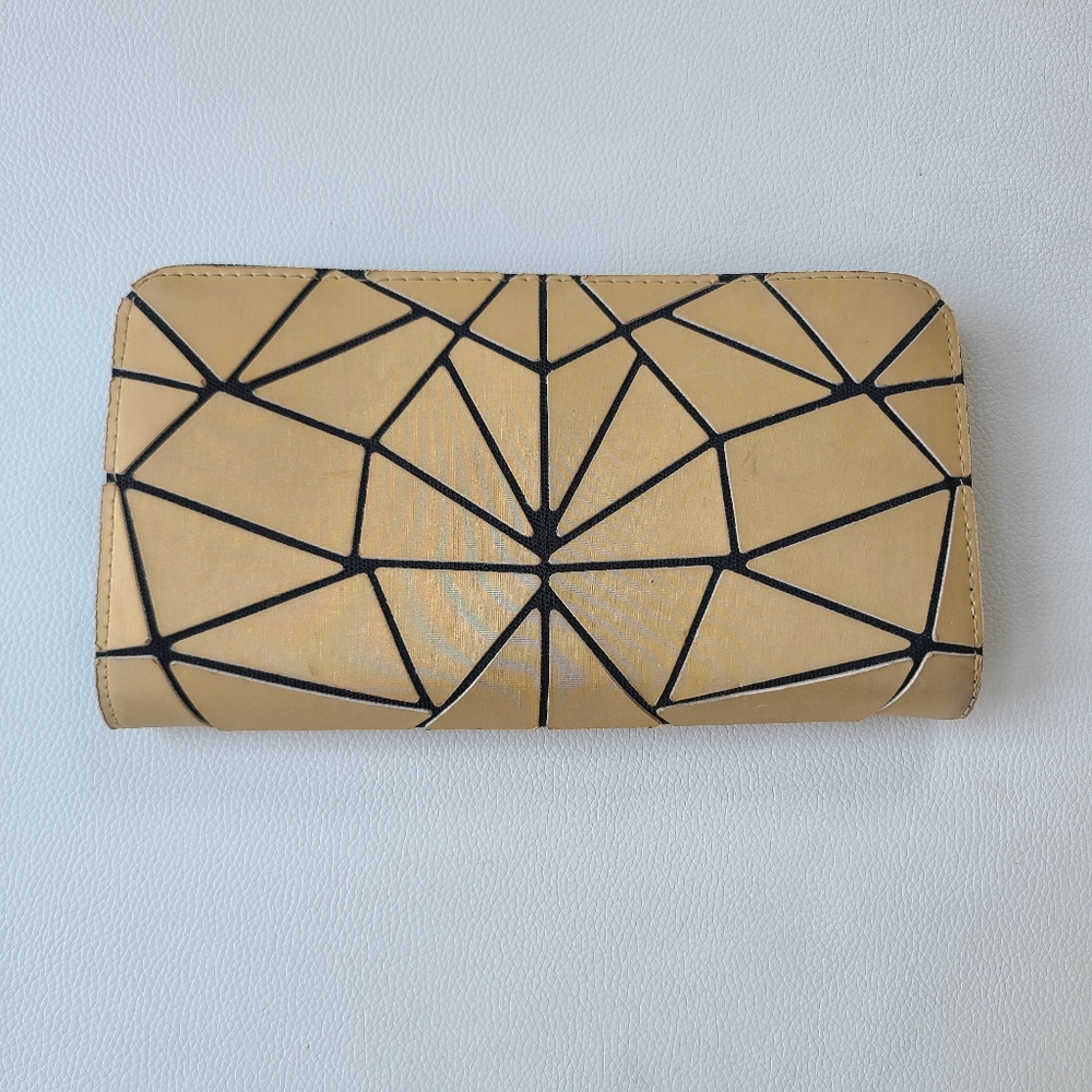 Emilio Pepe gold geometric 3/4 zip wallet